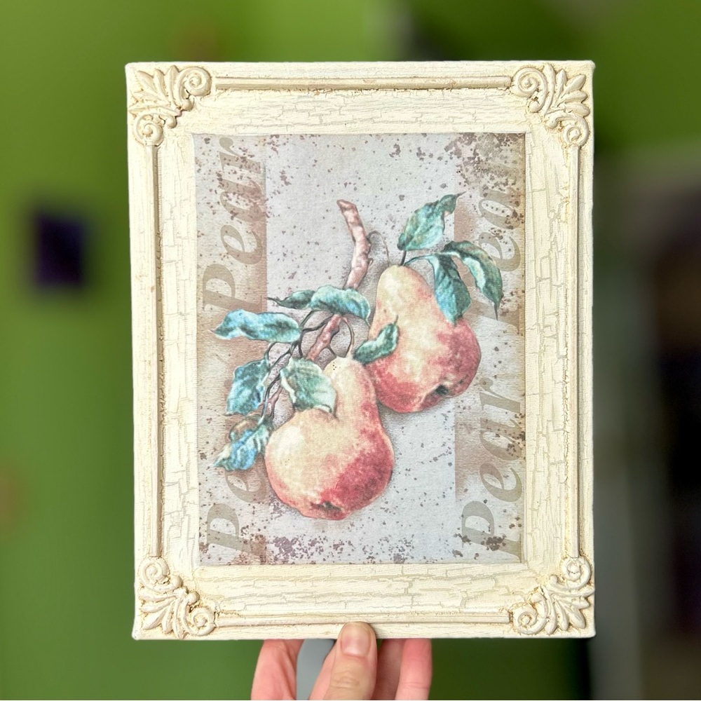 VTG Rustic Peaches On Branch Unique 3D Victorian Style Edge Wall Decor Art